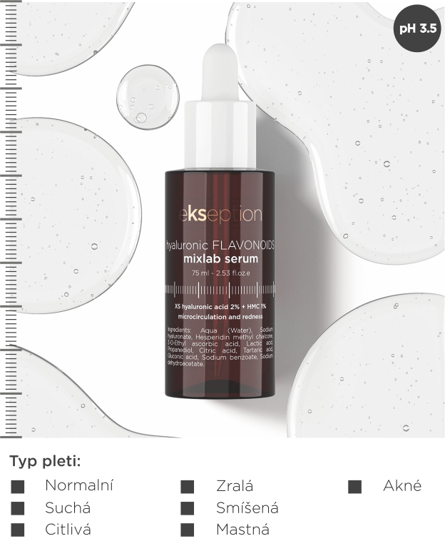 EKSEPTION Hyaluronic Flavonoids - hyaluronové sérum proti vadám pleti 75 ml