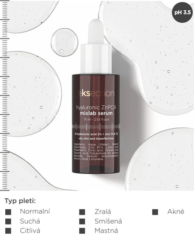 EKSEPTION Hyaluronic ZnPCA - hyaluronové sérum proti akné 75 ml